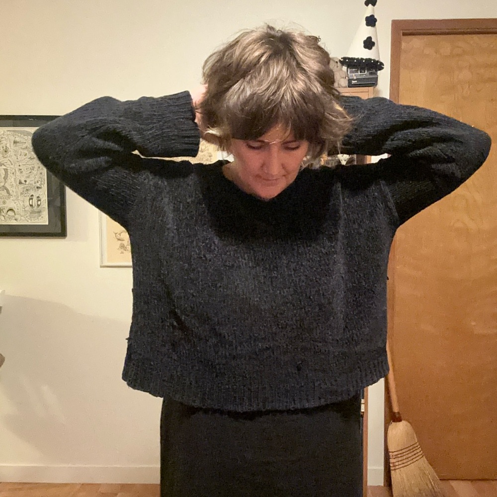 Black Scoop Neck Women's Sweater